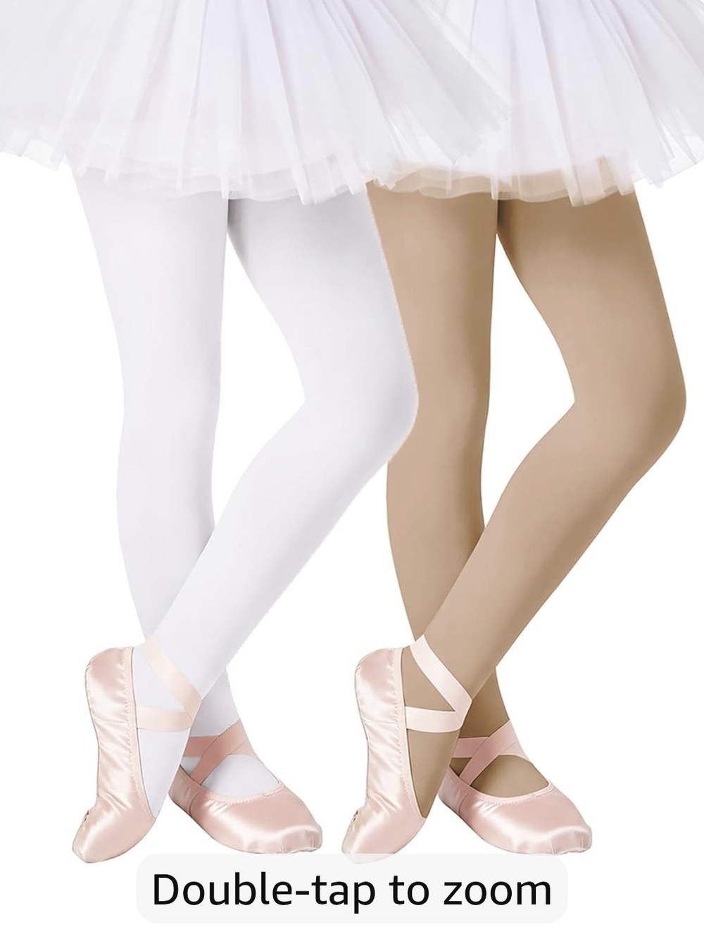 2 Pack Girls Ballet Tights - White and Beige For 3 Years Old